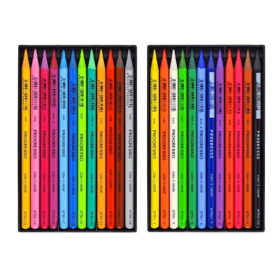 KOH-I-NOOR 8758 (24) Набор цветных карандашей  в лаке "Progresso" 24 цвета L=153 мм, без дерева, в картонной упаковке